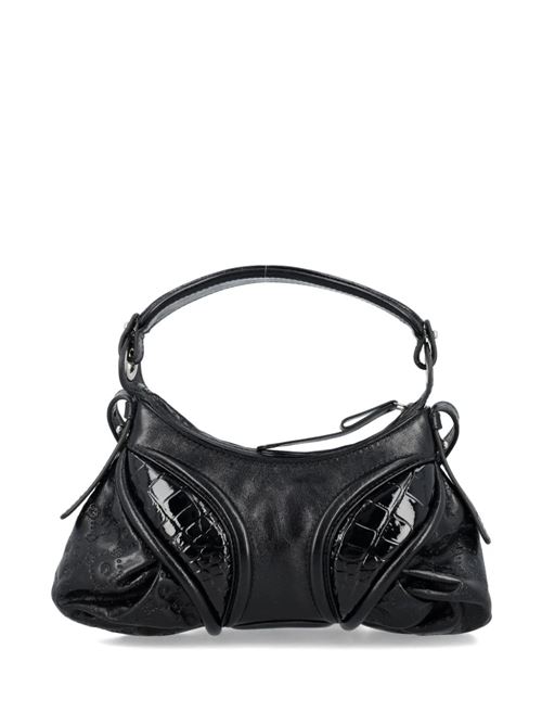 Black leather woman bag Marine Serre | WBA006CLEA0004BK99